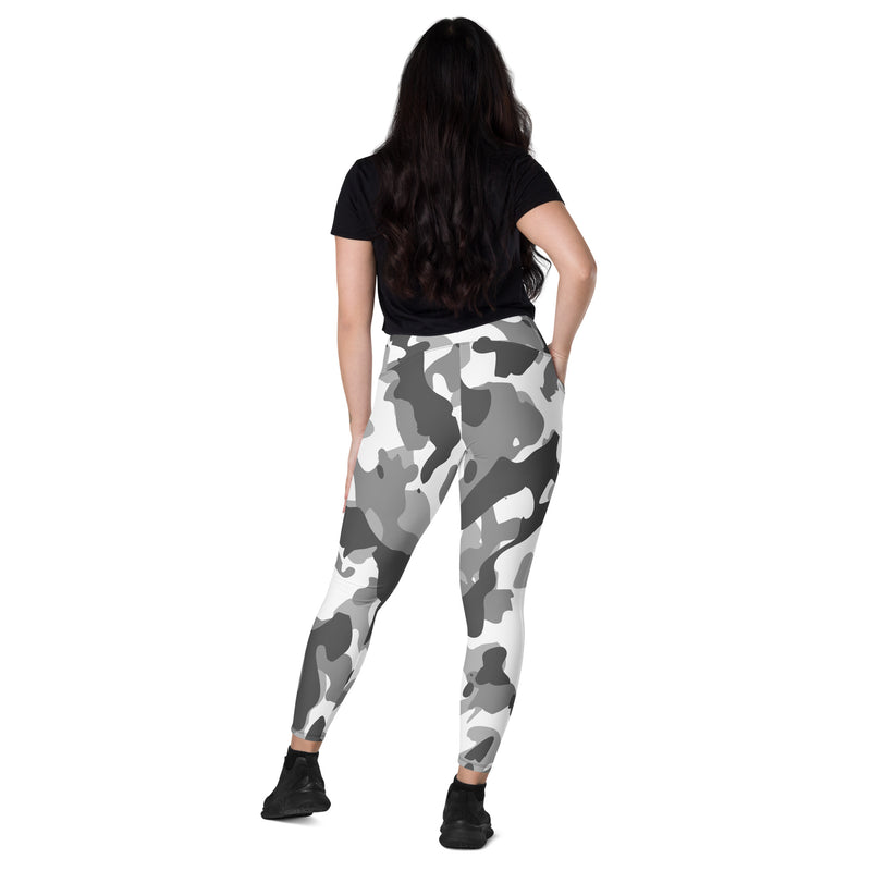 White and gray camo Leggings with pockets