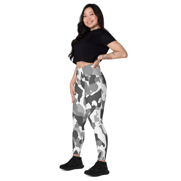 White and gray camo Leggings with pockets