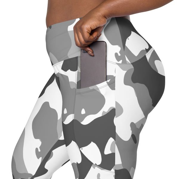 White and gray camo Leggings with pockets