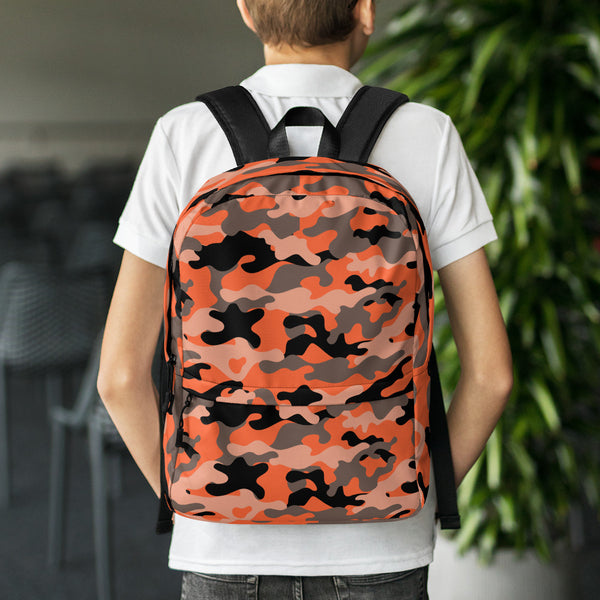 Orange and Black camo backpack