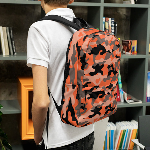 Orange and Black camo backpack