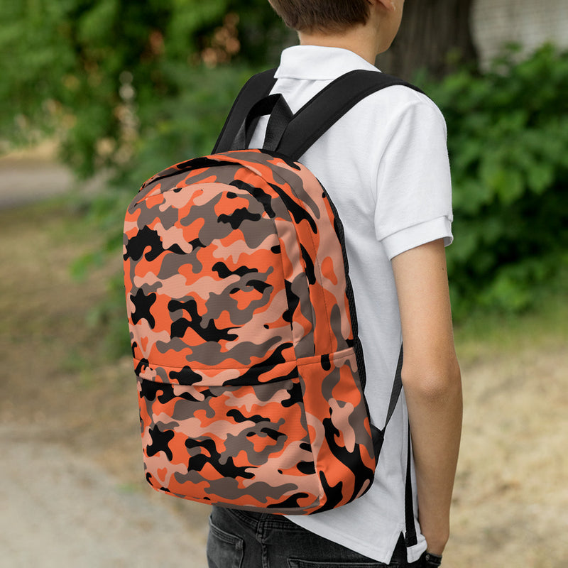 Orange and Black camo backpack